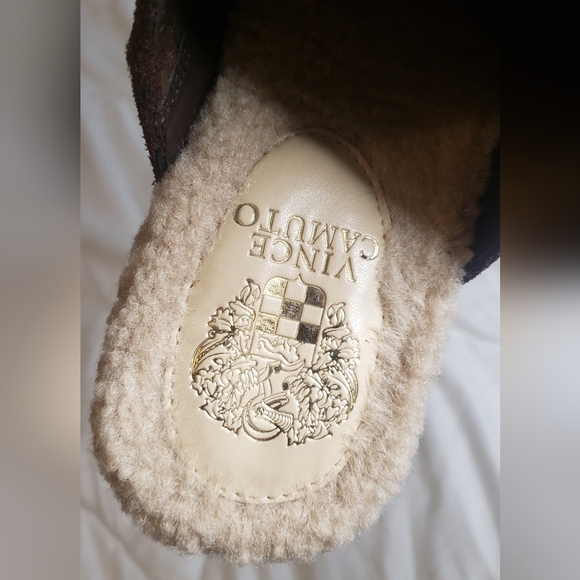 Vince Camuto Canzenee Sherpa Women  7.5 Brown Suede Wooden Wedge Heel Clog Shoes - Picture 9 of 16